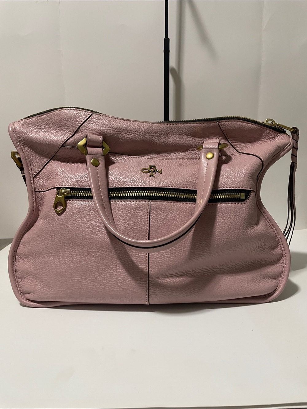 Oryany Sarah satchel blush Pink Leather Bag with Front Zip